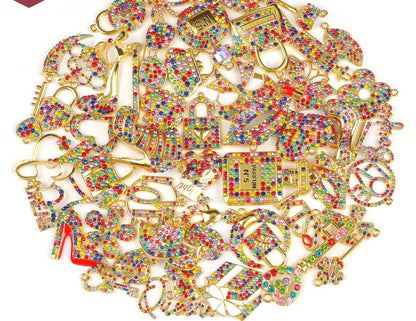Solid Color Gold Base Bling Charms