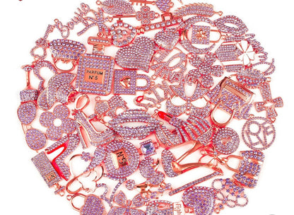 Solid Color Rose Gold Base Bling Charms