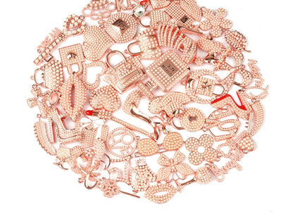 Solid Color Rose Gold Base Bling Charms