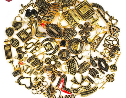 Solid Color Gold Base Bling Charms