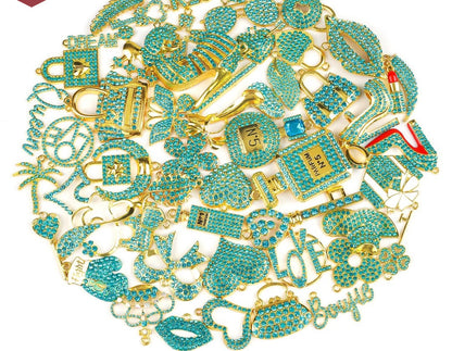 Solid Color Gold Base Bling Charms