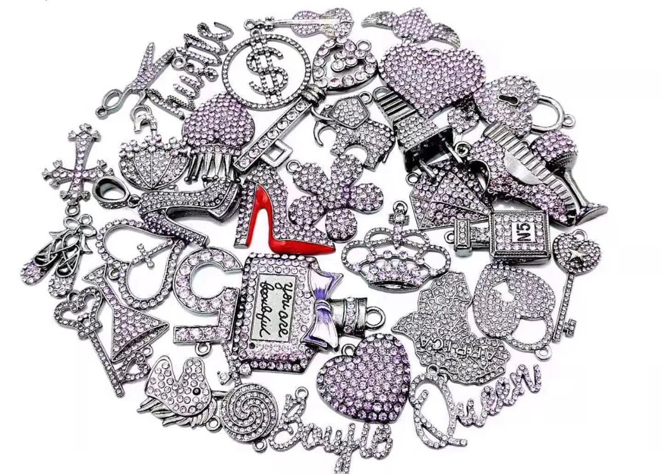 Solid Color Black Base Bling Charms