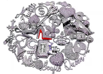 Solid Color Black Base Bling Charms
