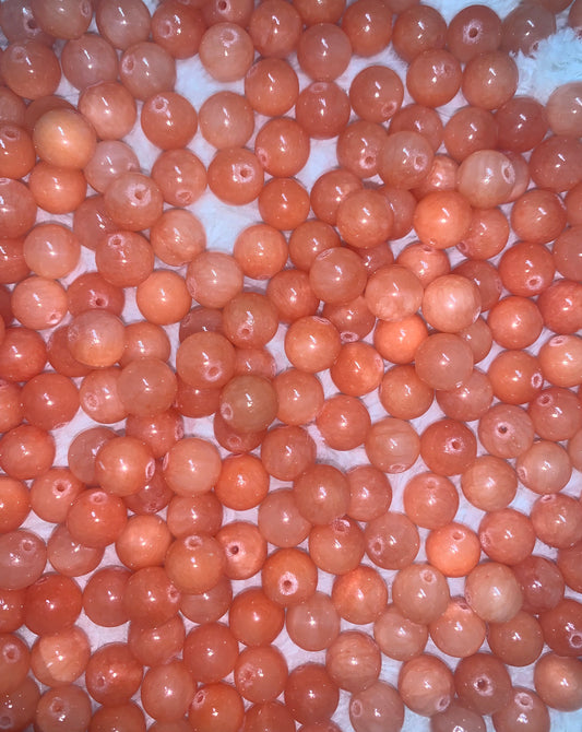 Coral Jade Gemstone Beads