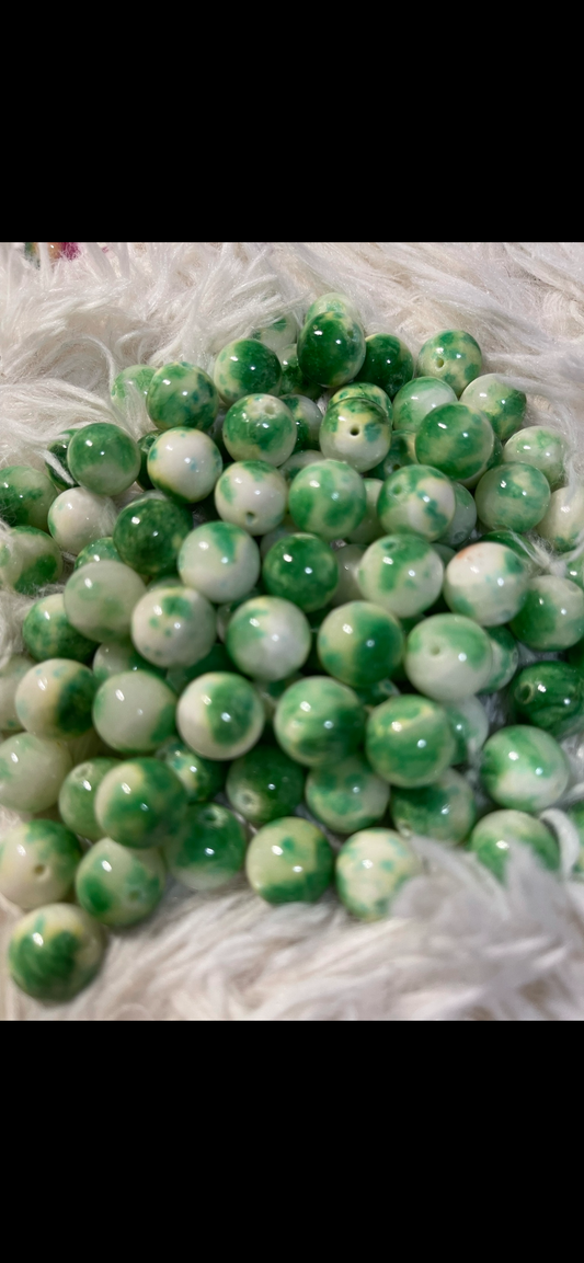 Green/White Jade 12mm